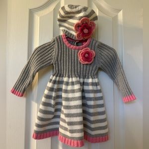 Issac Mizarahi 6-9 Months Sweater Dress with Matching Hat